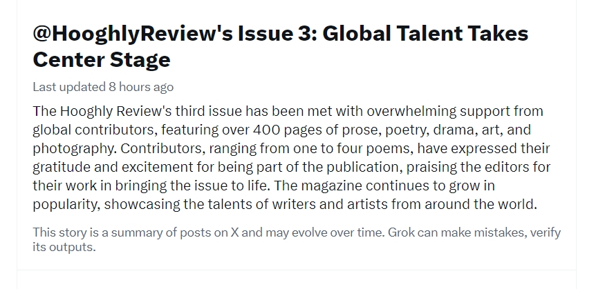 Hooghly Review's Issue 3: Global Talent Takes Centre Stage