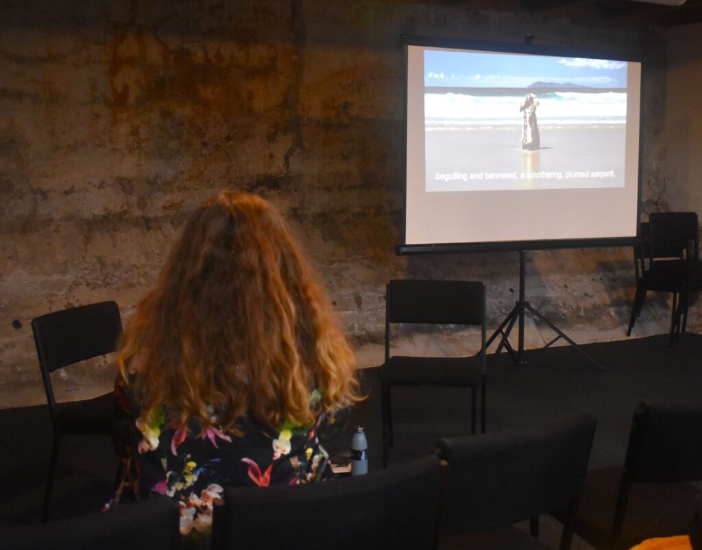 The video Maui Catches the Big Kahuna featured as part of the Creative Talks poetry evening.