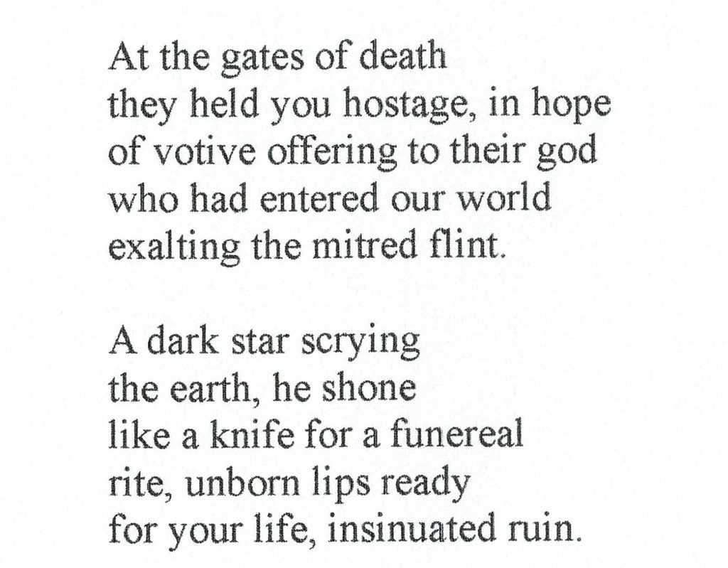 The first two stanzas of the poem The Cabinet of the Bones, published in Gremlin Grimoire.