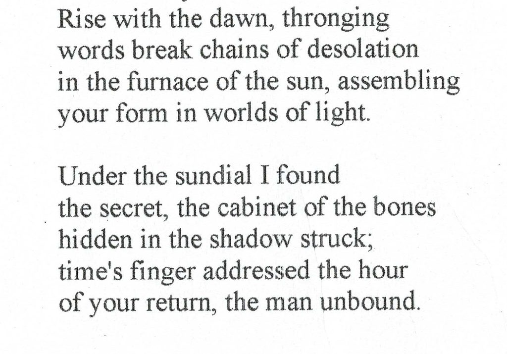 An excerpt from the poem The Cabinet of the Bones, featuring the final stanzas.